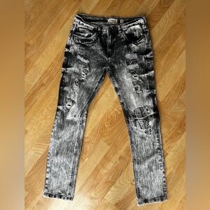 FWRD Denim Black Acid Washed Distressed Jeans Men’s Size 20, No Holes 33486K